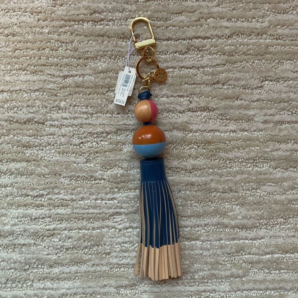 New TORY BURCH Dipped Tassel Key Fob (color tidal wave)